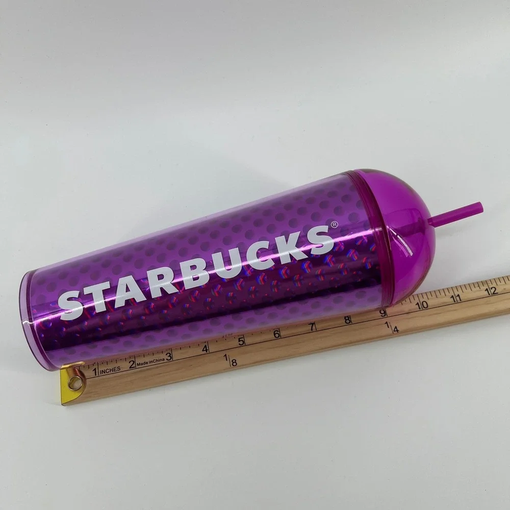 Starbucks Purple Polka Dot Dome Lid Cold‎ Cup Tumbler 24oz Venti